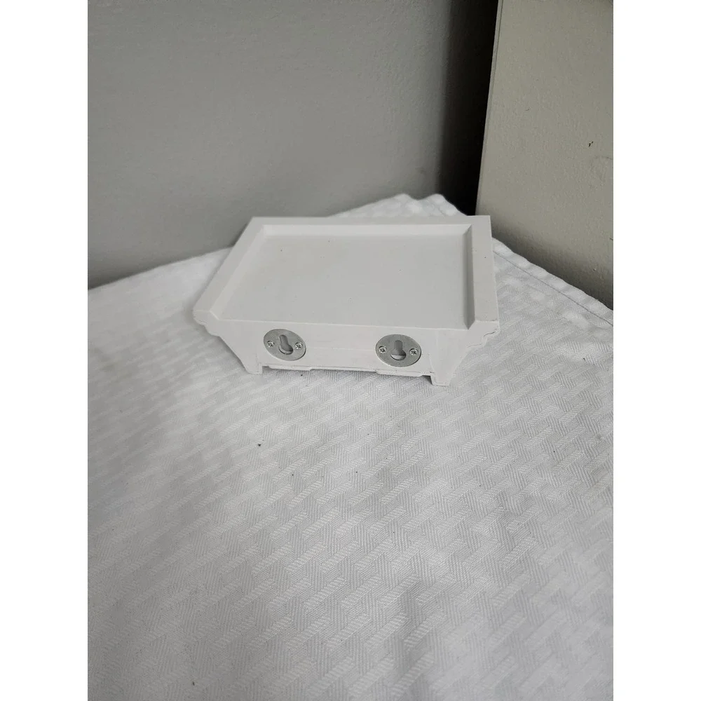 Small White Floating Wall Shelf Recessed Display Ledge with Keyhole Hangers